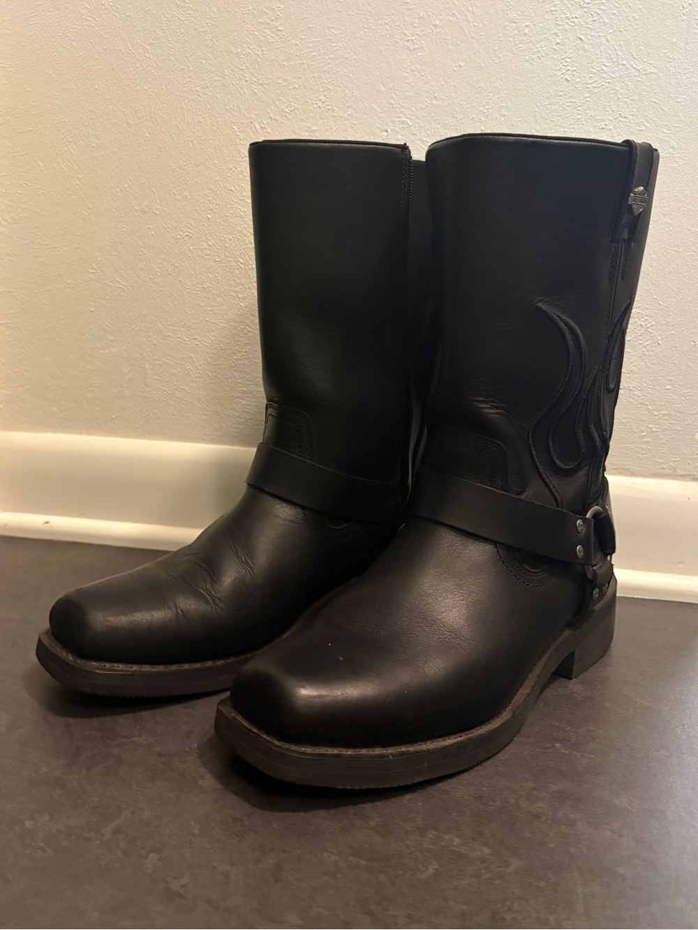 Harley-Davidson Black Leather Harness Motorcycle Boots style D96310